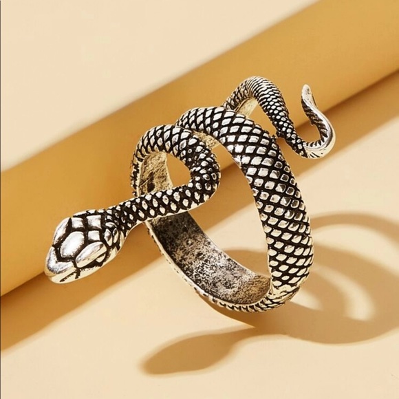 LAST ONE Silver / Black Adjustable Snake Ring - Picture 3 of 3
